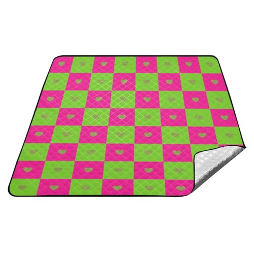 Buffalo Plaid Karo Herz Grün Tief Pfirsich Wasserdicht Picknick-Set Groß Rasen Strand Picknickdecke für Erwachsene Frühlingsgeschenke esterilla para playa Buffalo Plaid Karo Herz Grün Tief Pfirsich Wasserdicht Picknick-Set Groß Rasen Strand Picknickdecke für Erwachsene Frühlingsgeschenke esterilla para playa von tplaotee