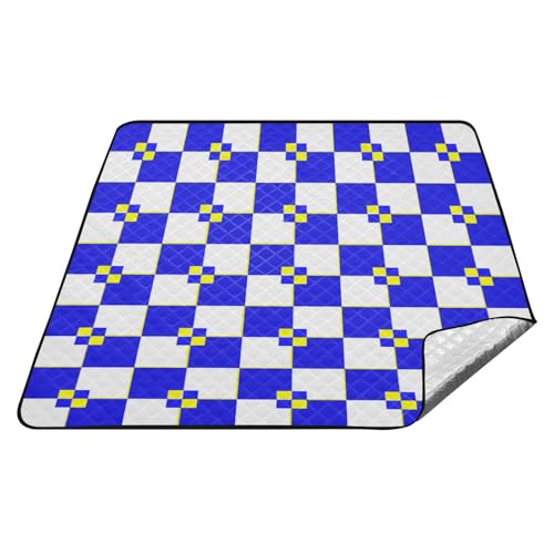 Buffalo Plaid Weiß Blau Gelb Wasserdicht Picknickkorb-Set Tragbar Rasen Outdoor Spielmatte für Frauen 30er Jahre Konzertdecke Manta Para Picknick y Playa Buffalo Plaid Weiß Blau Gelb Wasserdicht Picknickkorb-Set Tragbar Rasen Outdoor Spielmatte für Frauen 30er Jahre Konzertdecke Manta Para Picknick y Playa von tplaotee
