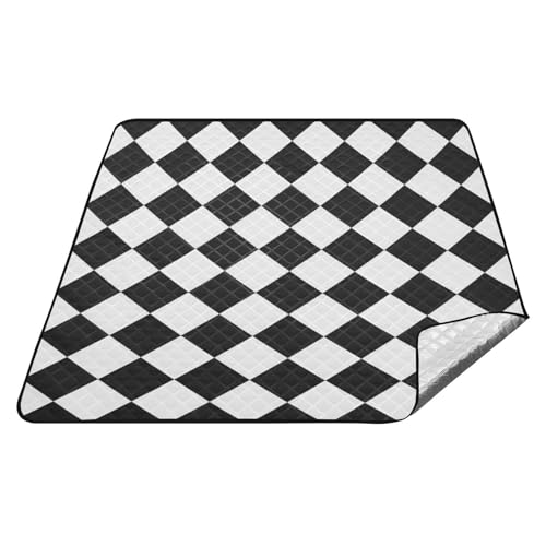 Buffalo Plaid Weiß Schwarz Wasserdicht Outdoor Decke XXL Faltbare Matte für Gras Paare Geschenk Decke Para Picknick von tplaotee