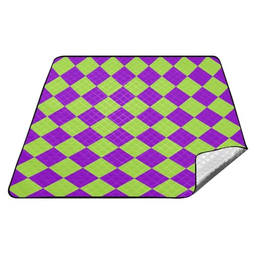 Buffalo Plaid grün lila wasserdichte Outdoor-Decken, wasserabweisend, Picknick-Camping-Teppich für 4 bis 6 Erwachsene, Konzertdecke, Tapete de Praia Buffalo Plaid grün lila wasserdichte Outdoor-Decken, wasserabweisend, Picknick-Camping-Teppich für 4 bis 6 Erwachsene, Konzertdecke, Tapete de Praia von tplaotee