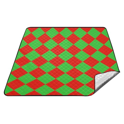 Buffalo Plaid rot grün wasserdichtes Picknick-Set tragbar Strand faltbare Picknickdecke für Boden Konzertdecke Manta de Picknick von tplaotee