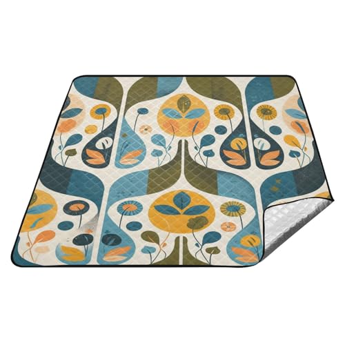 Camping-Decke, Retro-Design, geometrische Formen, Blau, Grün, Orange, wasserdicht, tragbar, Camping, Party, Strand, Picknick, Decke für 4 bis 6 Erwachsene, Frühlingsgeschenke, estera para playa Camping-Decke, Retro-Design, geometrische Formen, Blau, Grün, Orange, wasserdicht, tragbar, Camping, Party, Strand, Picknick, Decke für 4 bis 6 Erwachsene, Frühlingsgeschenke, estera para playa von tplaotee