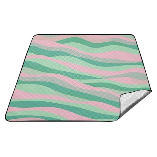 Campingmatte mit Wellenmuster, grün, pfirsichfarben, wasserdicht, groß, für Camping, Party, verstaubar, Picknickdecke für 4 bis 6 Erwachsene, Picknickartikel, Manta, Para Playa Campingmatte mit Wellenmuster, grün, pfirsichfarben, wasserdicht, groß, für Camping, Party, verstaubar, Picknickdecke für 4 bis 6 Erwachsene, Picknickartikel, Manta, Para Playa von tplaotee