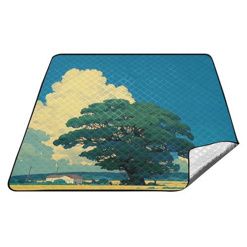 Cartoon Animation Sense Yellow Field Waterproof Lake Day Essentials Large Camping Party Park Blankets Waterproof Foldable for Family Picnic Items manta de picnic para playa von tplaotee