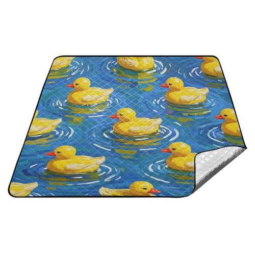 Cartoon-Decke mit niedlicher gelber Ente, wasserdicht, Outdoor-Decke, wasserabweisend, Wandern, Rasen, Decke für 4 bis 6 Erwachsene, Picknickartikel, Colchoneta Para Picknick von tplaotee