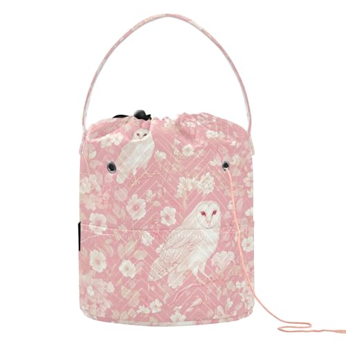 Cartoon-Tier Barred Owl Pfirsich Garn Taschen Garn Projekttasche mit Löchern für Stricknadel Strickzubehör Cartoon-Tier Barred Owl Pfirsich Garn Taschen Garn Projekttasche mit Löchern für Stricknadel Strickzubehör von tplaotee