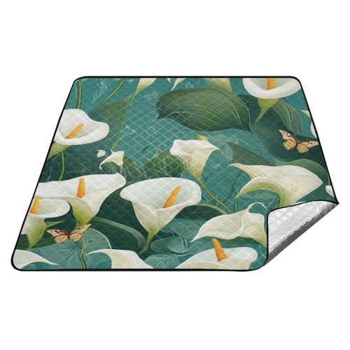 Chic Calla Lilie türkis wasserdichte Picknickmatte XXL Rasen Reise Picknickdecke für Erwachsene Paare Geschenk cobija de picnic Chic Calla Lilie türkis wasserdichte Picknickmatte XXL Rasen Reise Picknickdecke für Erwachsene Paare Geschenk cobija de picnic von tplaotee