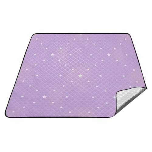 Childish Star Purple Peach Gradient Waterproof Camping Mat Portable Lawn Picnic Accessories Outdoor for Outdoorsy Women Summer Gift tapete de praia von tplaotee