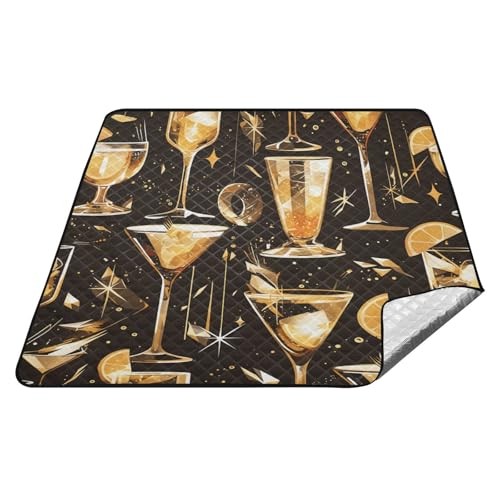 Cocktail-Decke, wasserdicht, Strandzubehör, XXL, Strand-Campingdecke, verstaubar, für 4 bis 6 Erwachsene, Paare, Geschenk, Schwarz und Gold Cocktail-Decke, wasserdicht, Strandzubehör, XXL, Strand-Campingdecke, verstaubar, für 4 bis 6 Erwachsene, Paare, Geschenk, Schwarz und Gold von tplaotee