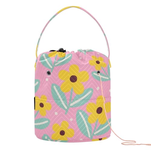 Einfache kleine Blumen gelbe Garntaschen Garn Organizer Tasche tragbar für Häkelnadeln Garn Zubehör Einfache kleine Blumen gelbe Garntaschen Garn Organizer Tasche tragbar für Häkelnadeln Garn Zubehör von tplaotee