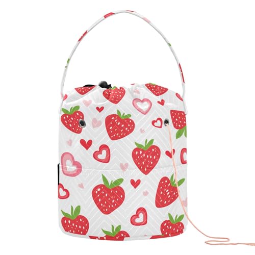 Erdbeer-Landhausstil, Valentinstags-Garnaufbewahrung, Häkel- und Stricktasche mit Löchern für Strickwerkzeuge, Aufbewahrungs-Organizer Erdbeer-Landhausstil, Valentinstags-Garnaufbewahrung, Häkel- und Stricktasche mit Löchern für Strickwerkzeuge, Aufbewahrungs-Organizer von tplaotee