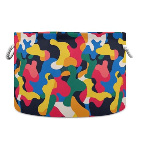 Farbenfroher Aufbewahrungskorb, faltbarer und wasserdichter Wäschekorb mit stabilem Griff, Aufbewahrungskörbe für Schrank, Handtuch, Camouflage Farbenfroher Aufbewahrungskorb, faltbarer und wasserdichter Wäschekorb mit stabilem Griff, Aufbewahrungskörbe für Schrank, Handtuch, Camouflage von tplaotee