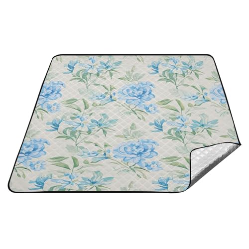 Frische blaue Blumen im Sommer, wasserdicht, Strandbedarf, wasserabweisend, Rasen, tragbare Picknickdecke für 4 bis 6 Erwachsene, Konzertdecke, Manta, Para, Picknick Frische blaue Blumen im Sommer, wasserdicht, Strandbedarf, wasserabweisend, Rasen, tragbare Picknickdecke für 4 bis 6 Erwachsene, Konzertdecke, Manta, Para, Picknick von tplaotee