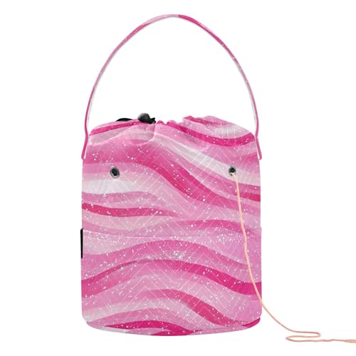 Gefälschte Glitzer-Aquarell-Pfirsich-Wellenmuster, Häkelgarn, Tasche, Garntasche, Organizer mit Löchern für Nadelhalter, Stricken und Häkeln Gefälschte Glitzer-Aquarell-Pfirsich-Wellenmuster, Häkelgarn, Tasche, Garntasche, Organizer mit Löchern für Nadelhalter, Stricken und Häkeln von tplaotee