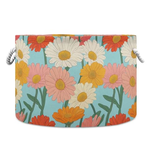 Gerbera Aufbewahrungskorb mit Gänseblümchen-Blumenmuster, Vintage-Stil, zusammenklappbar und wasserdicht, Spielzeug-Aufbewahrungskörbe mit stabilen Grifftaschen, Dekorar-Mülleimer für Garage Gerbera Aufbewahrungskorb mit Gänseblümchen-Blumenmuster, Vintage-Stil, zusammenklappbar und wasserdicht, Spielzeug-Aufbewahrungskörbe mit stabilen Grifftaschen, Dekorar-Mülleimer für Garage von tplaotee