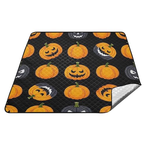 Goth Orange Halloween Fun Kürbis wasserdichte Campingmatte XXL Camping Party Picknick Decken groß für Familie Konzert Decke Teppich Para Picknick von tplaotee