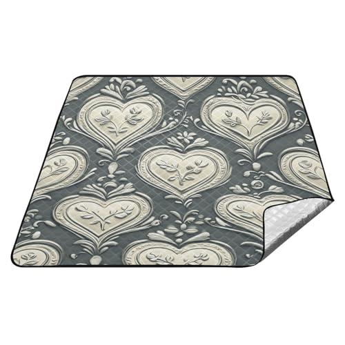 Graue Picknickdecke für Valentinstag, romantische Liebe, wasserdicht, XXL, Party, Camping, Bodenmatte für Gras, Paare, Geschenk, Manta, Para Playa Graue Picknickdecke für Valentinstag, romantische Liebe, wasserdicht, XXL, Party, Camping, Bodenmatte für Gras, Paare, Geschenk, Manta, Para Playa von tplaotee