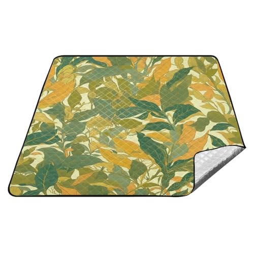 Grün-gelbe Blättermuster, Druck, Kunst, wasserdicht, Strandmatte, XXL, für den Innenbereich, Campingdecke, verstaubar für den Boden, Sommer, Geschenk, Tapete para playa Grün-gelbe Blättermuster, Druck, Kunst, wasserdicht, Strandmatte, XXL, für den Innenbereich, Campingdecke, verstaubar für den Boden, Sommer, Geschenk, Tapete para playa von tplaotee