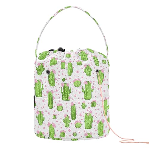 Grüne Kakteen Pfirsichblumen Kritzelei Garntasche kleine Garnaufbewahrung mit Löchern für Strickwerkzeuge Strickzubehör Grüne Kakteen Pfirsichblumen Kritzelei Garntasche kleine Garnaufbewahrung mit Löchern für Strickwerkzeuge Strickzubehör von tplaotee