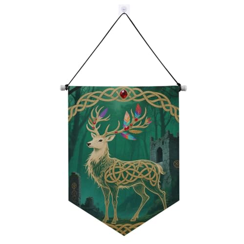 Grüne Wimpel zum Aufhängen mit Teleskopstange, Partybanner für den Außenbereich, Terrasse, Dekoration für drinnen und draußen von tplaotee