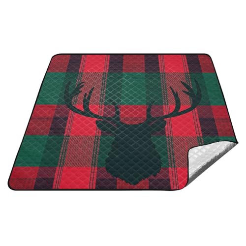 Grüne rote Karomuster, schwarze Hirsche, wasserdichte Outdoor-Decke, große Party-Stranddecke, wasserdicht, sanddicht, für 4 bis 6 Erwachsene, Konzertdecke, Tapetes, Para, Picknick, Vintage Grüne rote Karomuster, schwarze Hirsche, wasserdichte Outdoor-Decke, große Party-Stranddecke, wasserdicht, sanddicht, für 4 bis 6 Erwachsene, Konzertdecke, Tapetes, Para, Picknick, Vintage von tplaotee