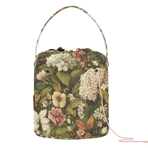 Häkeltasche mit Retro-Vintage-Blumenmuster, Stricktasche, Garnaufbewahrung mit Löchern für Garnbälle, Bastelorganizer Häkeltasche mit Retro-Vintage-Blumenmuster, Stricktasche, Garnaufbewahrung mit Löchern für Garnbälle, Bastelorganizer von tplaotee