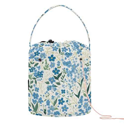 Häkeltasche mit kleinen Blumen, blau und grün, Häkeltasche, Organizer mit Löchern für Kunstbedarf, Reisezubehör Häkeltasche mit kleinen Blumen, blau und grün, Häkeltasche, Organizer mit Löchern für Kunstbedarf, Reisezubehör von tplaotee
