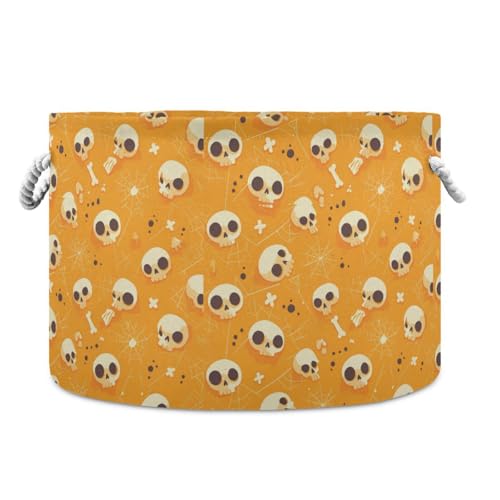 Halloween-Aufbewahrungskorb mit Totenkopf-Netz, faltbare und wasserdichte Körbe für Regale mit stabilem Griff, extra große Behälter für Schrank, Heimlaken Halloween-Aufbewahrungskorb mit Totenkopf-Netz, faltbare und wasserdichte Körbe für Regale mit stabilem Griff, extra große Behälter für Schrank, Heimlaken von tplaotee