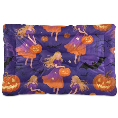 Halloween-Haustierbett, waschbar, waschbar, rutschfest, weich, bequem, für mittelgroße und große Hunde, 91,4 x 61 cm von tplaotee