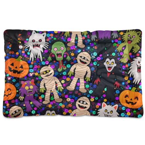 Halloween-Hunde-Schlafmatratze, waschbar, rutschfest, weich, bequem, für mittelgroße und große Hunde, 91,4 x 61 cm, Gelb von tplaotee