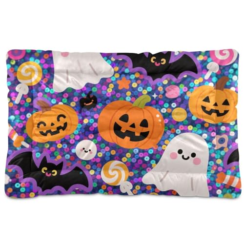 Halloween-Hundebett, mit Pailletten, waschbar, weich, bequem, rutschfeste Unterseite, Haustierhütte für große, mittelgroße und kleine Hunde, 91,4 x 61 cm, Gelb Halloween-Hundebett, mit Pailletten, waschbar, weich, bequem, rutschfeste Unterseite, Haustierhütte für große, mittelgroße und kleine Hunde, 91,4 x 61 cm, Gelb von tplaotee