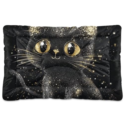 Happy Halloween Hundematratze, waschbar, weich, rutschfest, für große, mittelgroße und kleine Hunde, 91,4 x 61 cm, Schwarz von tplaotee