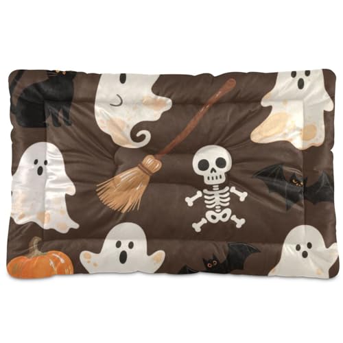 Hundebett, waschbar, Halloween-Kürbis, rutschfest, weich, bequem, für große, mittelgroße und kleine Hunde, 91,4 x 61 cm, Orange von tplaotee