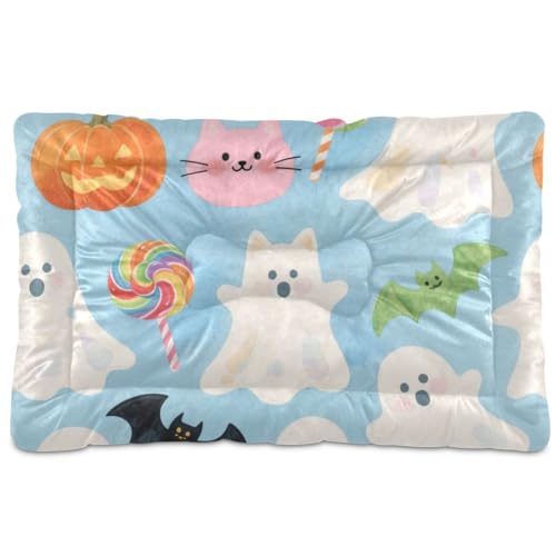 Hundebett, waschbar, Halloween-Kürbis, weich, bequem, rutschfeste Unterseite, für mittelgroße und große Hunde, 91,4 x 61 cm, Orange von tplaotee