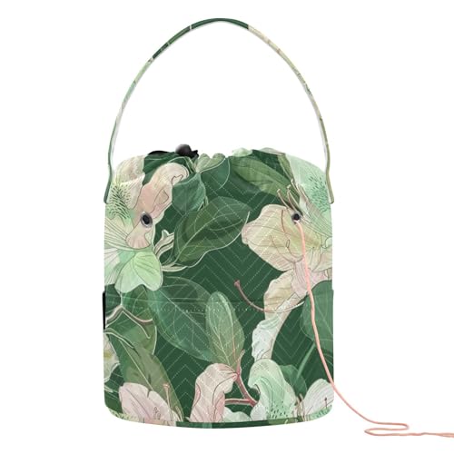 Illustration Azalee dunkelgrüne Garntasche, Häkelgarn, Aufbewahrung, tragbar für Häkelhalter, Häkelrucksack Illustration Azalee dunkelgrüne Garntasche, Häkelgarn, Aufbewahrung, tragbar für Häkelhalter, Häkelrucksack von tplaotee