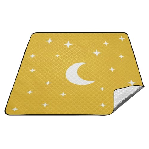 Kinderliche Picknickdecke mit Stern und Mond, gelb, wasserdicht, tragbar, Camping, Party, sandabweisend, Stranddecke für 4 bis 6 Erwachsene, Konzertdecke, Tapete für Picknick Kinderliche Picknickdecke mit Stern und Mond, gelb, wasserdicht, tragbar, Camping, Party, sandabweisend, Stranddecke für 4 bis 6 Erwachsene, Konzertdecke, Tapete für Picknick von tplaotee