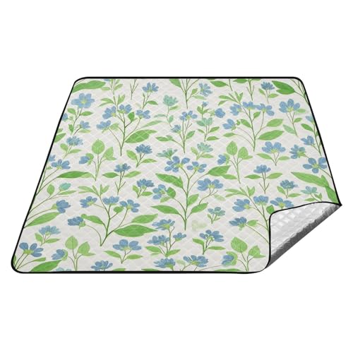 Kleine Blumenranken blau und grün, wasserdichte Campingdecke, wasserabweisend, Gras, Wanderdecke für 4 bis 6 Erwachsene, Paare, Geschenk Kleine Blumenranken blau und grün, wasserdichte Campingdecke, wasserabweisend, Gras, Wanderdecke für 4 bis 6 Erwachsene, Paare, Geschenk von tplaotee