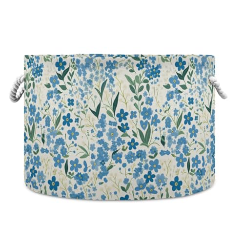 Kleiner Aufbewahrungskorb mit Blumenmuster, zusammenklappbar und wasserdicht, mit stabilem Griff, dekorative Behälter für Waschküche, Badezimmerdecke, Blau und Grün von tplaotee