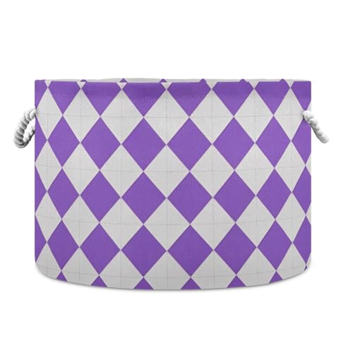Lavender karierter Aufbewahrungskorb, zusammenklappbar und wasserdicht, Wäschekorb mit stabilem Griff, große Aufbewahrungskörbe zur Aufbewahrung von Handtüchern zu Hause von tplaotee