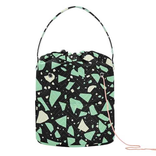 Marmor-Aufbewahrungstasche mit Garn, tragbar, für Strickset, Häkelzubehör, Mintgrün von tplaotee