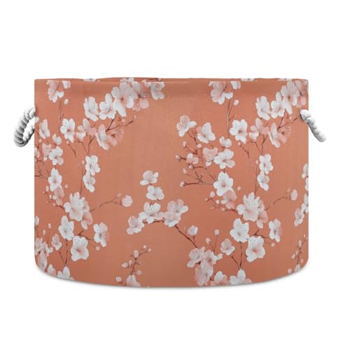 Nature Cherry Blossom Terrakotta-Aufbewahrungskorb, zusammenklappbar und wasserdicht, Spielzeug-Aufbewahrungskorb mit stabilem Griff, rund, 95 qt, Aufbewahrungsbehälter für Büro, Regal, Steppdecke Nature Cherry Blossom Terrakotta-Aufbewahrungskorb, zusammenklappbar und wasserdicht, Spielzeug-Aufbewahrungskorb mit stabilem Griff, rund, 95 qt, Aufbewahrungsbehälter für Büro, Regal, Steppdecke von tplaotee