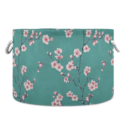 Nature Pfirsich-Aufbewahrungskorb, Kirschblüte, Blaugrün, faltbar und wasserdicht, faltbare Aufbewahrungskörbe mit stabilem Griff, Taschen, Mini-Aufbewahrung für Speisekammer, Badezimmerspielzeug Nature Pfirsich-Aufbewahrungskorb, Kirschblüte, Blaugrün, faltbar und wasserdicht, faltbare Aufbewahrungskörbe mit stabilem Griff, Taschen, Mini-Aufbewahrung für Speisekammer, Badezimmerspielzeug von tplaotee
