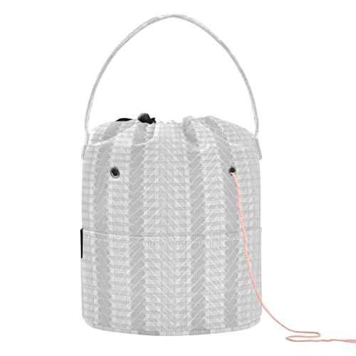 Niedliche graue Häkelgarn-Tasche mit Spitzenstreifen, tragbar, für Garnbälle, Häkel-Organizer Niedliche graue Häkelgarn-Tasche mit Spitzenstreifen, tragbar, für Garnbälle, Häkel-Organizer von tplaotee