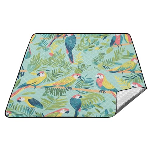 Papageien, tropische Pflanzen, grün, wasserdicht, Strandmatte, XXL, Gras, verstaubar, Picknickdecke für 4 bis 6 Erwachsene, Konzertdecke, Colchoneta Para Picknick Papageien, tropische Pflanzen, grün, wasserdicht, Strandmatte, XXL, Gras, verstaubar, Picknickdecke für 4 bis 6 Erwachsene, Konzertdecke, Colchoneta Para Picknick von tplaotee
