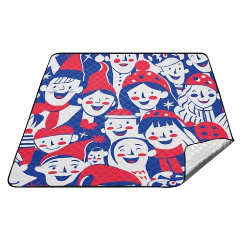 Pattern Of People Happy Face Picknickkorb-Set, wasserdicht, tragbar, für den Innenbereich, Picknickdecken, groß für 4 bis 6 Erwachsene, Frühlingsgeschenke, Teppich, Para Picknick von tplaotee