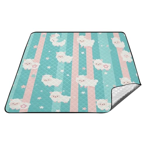 Picknick-Matte mit Cartoon-Lamm-Muster, wasserdicht, für Camping, Party, tragbare Decke für Boden, Sommer, Geschenk, Tapete Para Playa Picknick-Matte mit Cartoon-Lamm-Muster, wasserdicht, für Camping, Party, tragbare Decke für Boden, Sommer, Geschenk, Tapete Para Playa von tplaotee