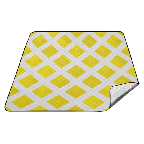 Picknickdecke für draußen, wasserdicht, für Partys, sandabweisend, Stranddecke für Gras, Sommergeschenk, Gelb kariert Picknickdecke für draußen, wasserdicht, für Partys, sandabweisend, Stranddecke für Gras, Sommergeschenk, Gelb kariert von tplaotee