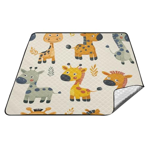 Picknickdecke mit Cartoon-Giraffen-Motiv, wasserdicht, für den Außenbereich, XXL, Picknick-Wanderdecke für 4 bis 6 Erwachsene, Picknickartikel, Gelb Picknickdecke mit Cartoon-Giraffen-Motiv, wasserdicht, für den Außenbereich, XXL, Picknick-Wanderdecke für 4 bis 6 Erwachsene, Picknickartikel, Gelb von tplaotee