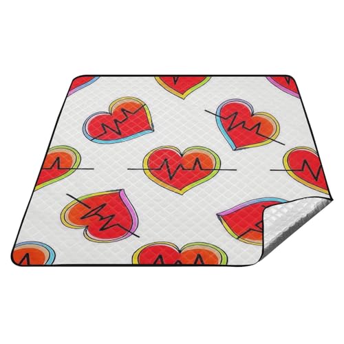 Picknickdecke mit Cartoon-Liebe, Elektrokardiogramm, Rot, wasserdicht, Wandern, Reisen, Picknickdecke für 4 bis 6 Erwachsene, Frühlingsgeschenke, Tapete de Praia Picknickdecke mit Cartoon-Liebe, Elektrokardiogramm, Rot, wasserdicht, Wandern, Reisen, Picknickdecke für 4 bis 6 Erwachsene, Frühlingsgeschenke, Tapete de Praia von tplaotee