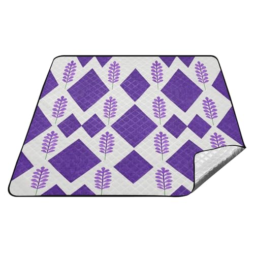 Picknickdecke mit Lavendel-Rhombus, kariert, wasserdicht, tragbar, Camping, Party, Außendecken für Gras für draußen, Damen, Frühlingsgeschenke, Tapete de Praia von tplaotee